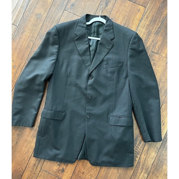 Bernini Beverly Hills Canali Wool Black Striped Suit Jacket Size 56 - Picture 7 of 11